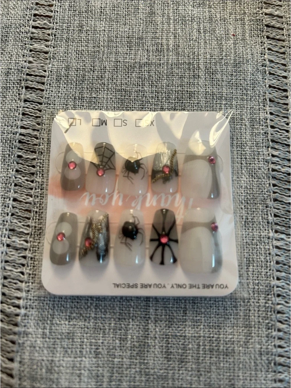 Halloween Spider Web Press-On Nail Set - Black & Pink Accents